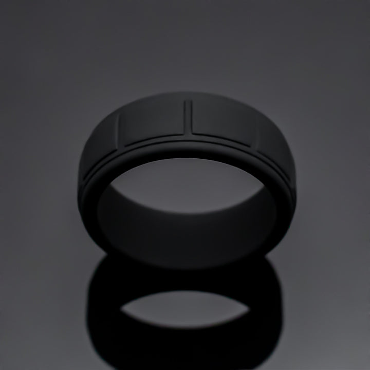 Black Onyx Silicone Wedding Band Set | 6mm/8mm Bands