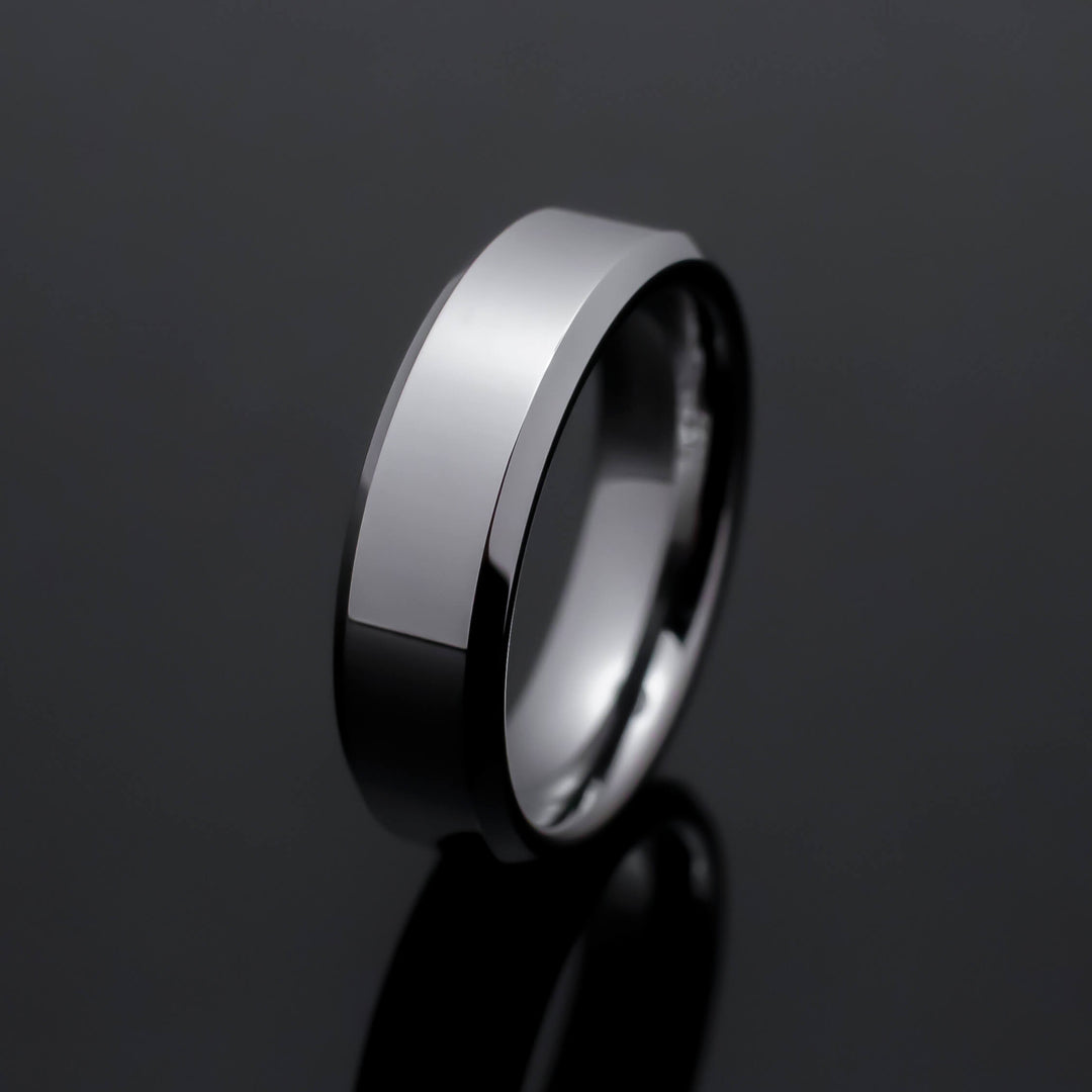 Silver Polished Tungsten Wedding Ring - in 6mm Width