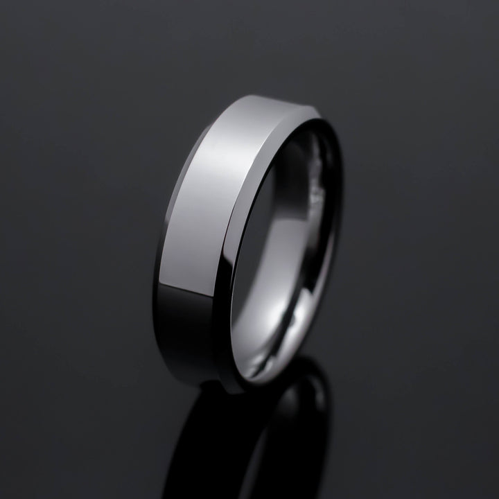Silver Polished Tungsten Wedding Ring - in 6mm Width