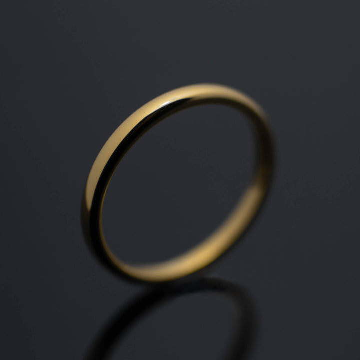 Polished Yellow Gold* Tungsten Carbide Unisex Band - in 2mm Width