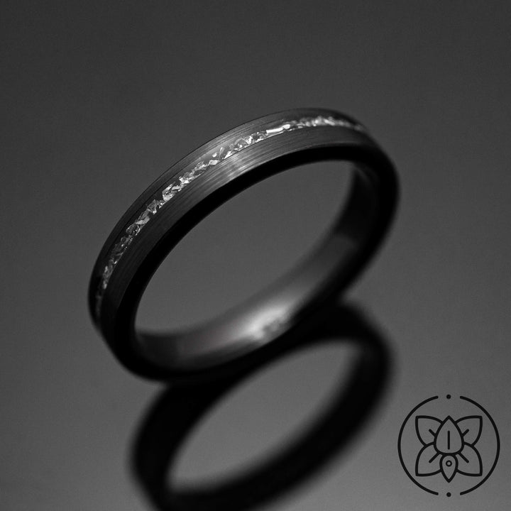 Black Meteorite Brushed Wedding Ring - in 4mm Width