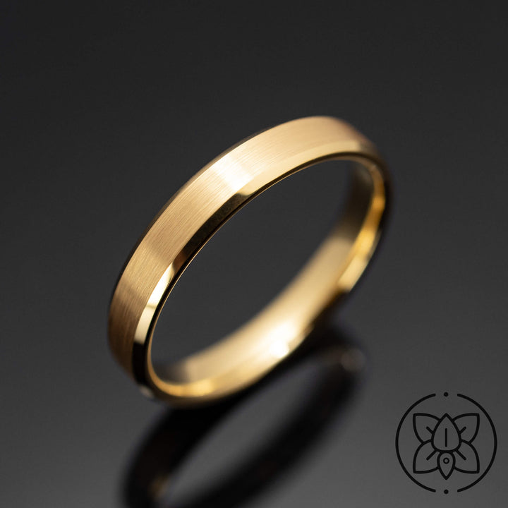 Gold Brushed Tungsten Wedding Band Ring - in 4mm Width