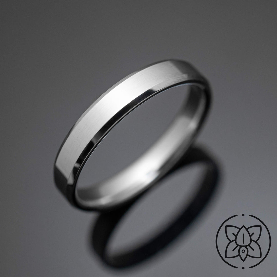 Silver Polished Tungsten Wedding Ring - in 4mm Width