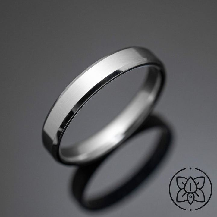 Silver Polished Tungsten Wedding Ring - in 4mm Width
