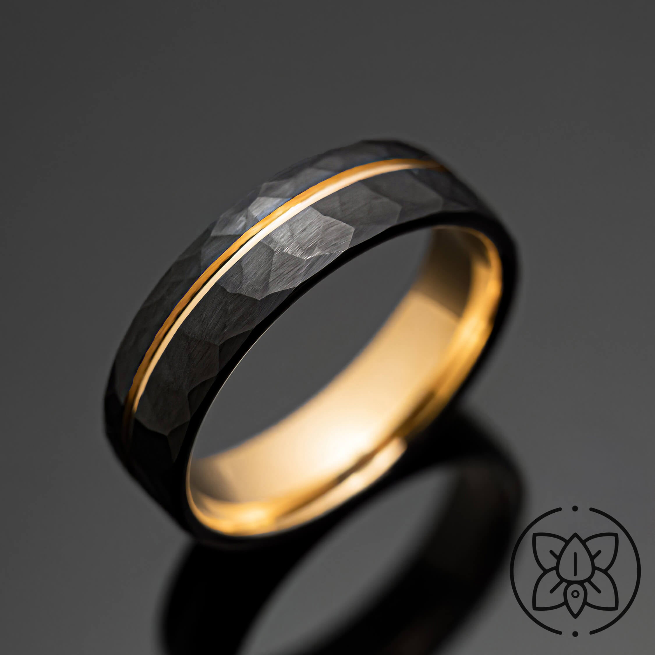 Mens black hammered wedding on sale bands