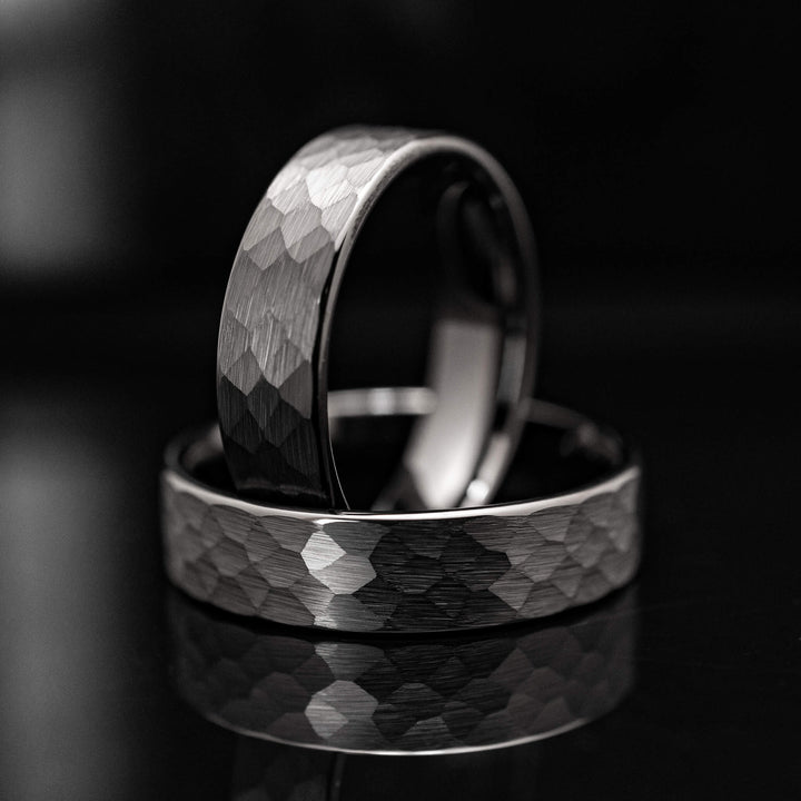 Black Halo Hammered Wedding Band - in 6mm Width
