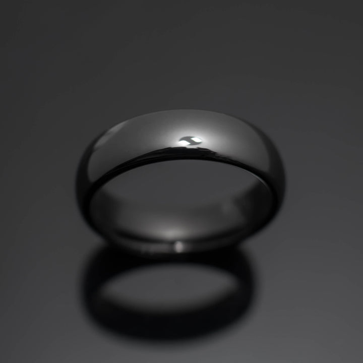 The Obsidian | Black Obsidian POLISHED Tungsten Wedding Band - in 6mm Width