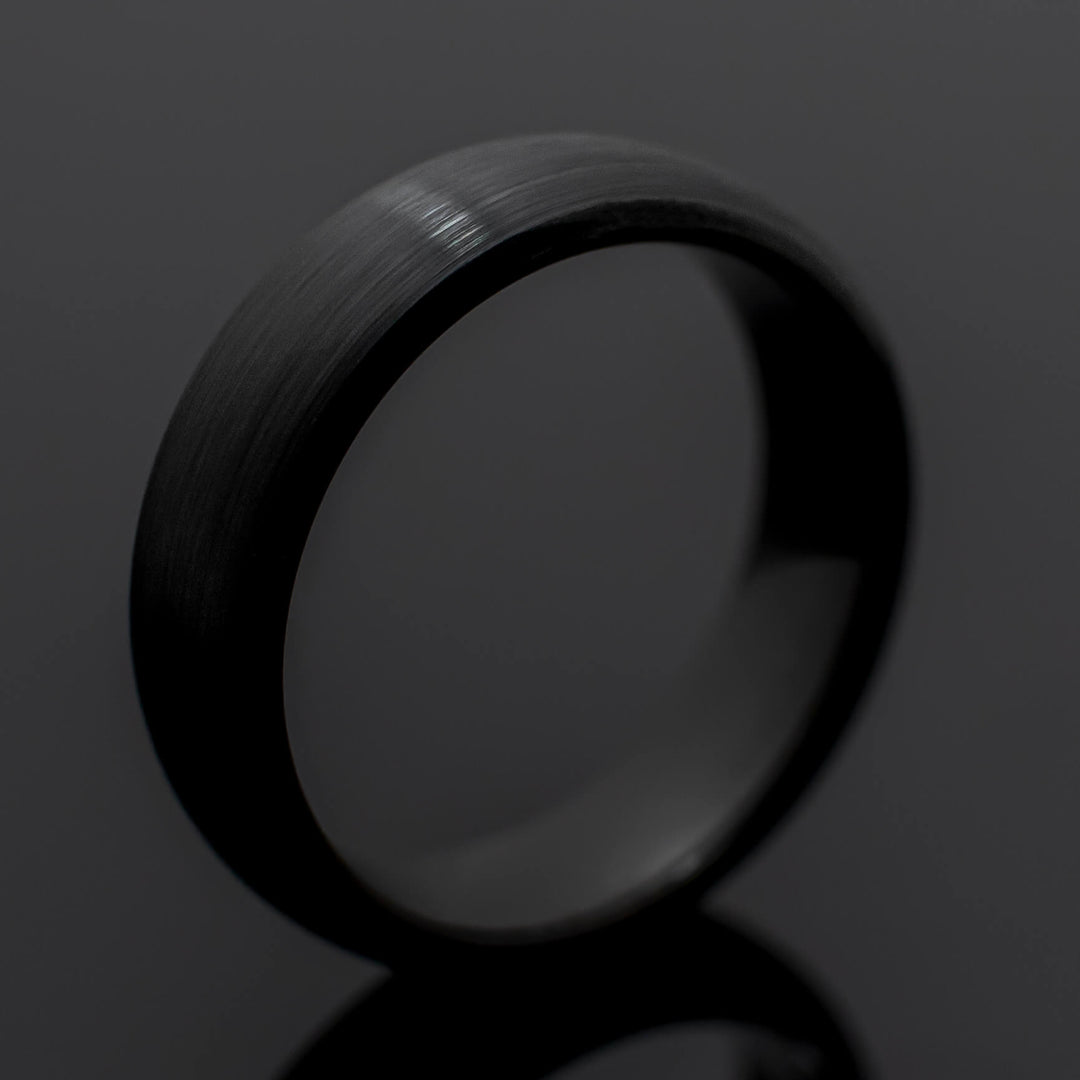 6mm Black Brushed Obsidian Style Tungsten Wedding Ring, Brushed Tungsten Wedding Band