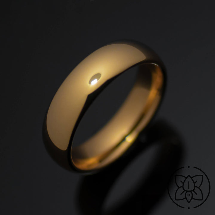 Polished Yellow Gold* Tungsten Carbide Unisex Band - in 6mm Width