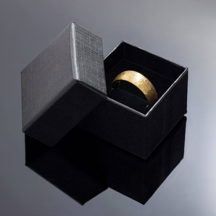 Gold Hammered Tungsten Wedding Band - in 8mm Width