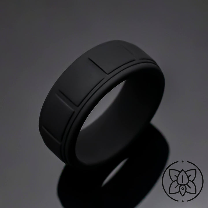 8mm Black Onyx Silicone Wedding Band | Unisex Rubber Ring