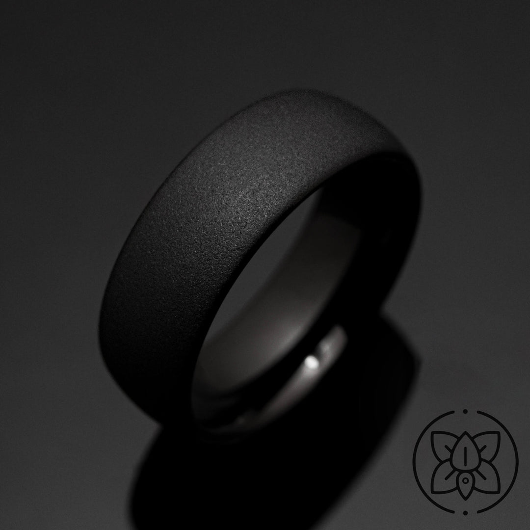 Black Sandblasted Wedding Ring - in 8mm Width