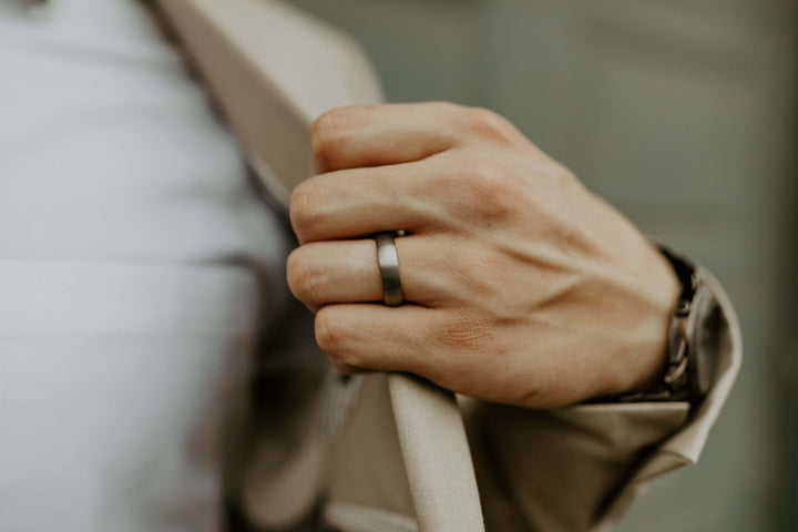 Silver Brushed Rose Gold Wedding Ring - in 6mm Unisex Ring