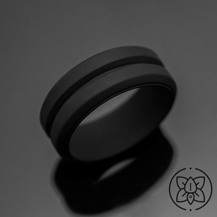 8mm Black Nightfall Silicone Wedding Band | Unisex Rubber Ring