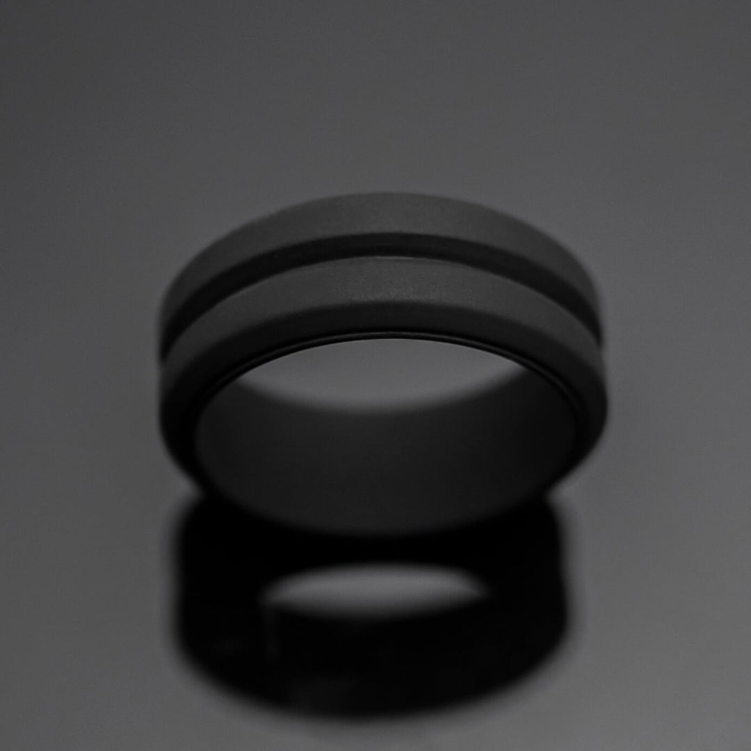 8mm Black Nightfall Silicone Wedding Band | Unisex Rubber Ring