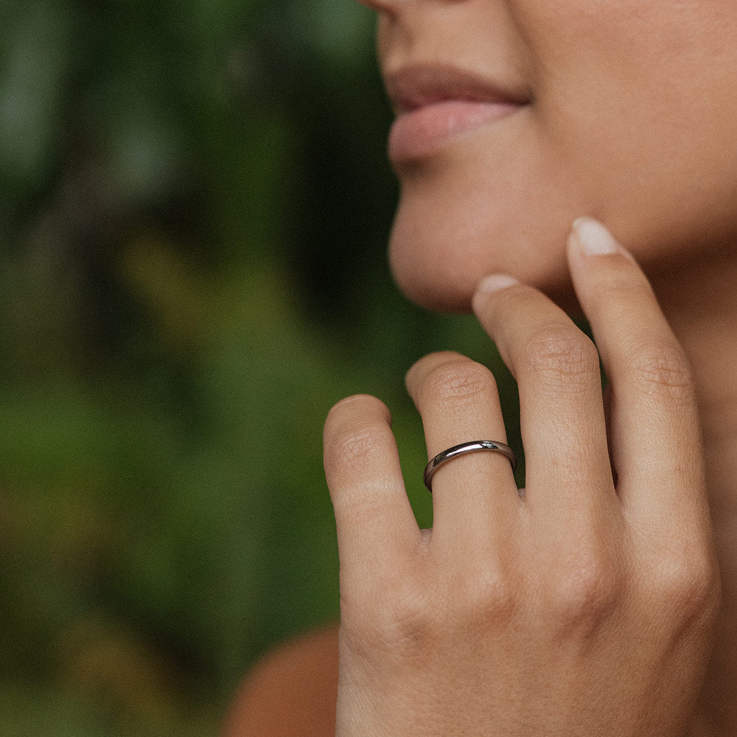 Silver Polished* Tungsten Wedding Band - in 2mm Width