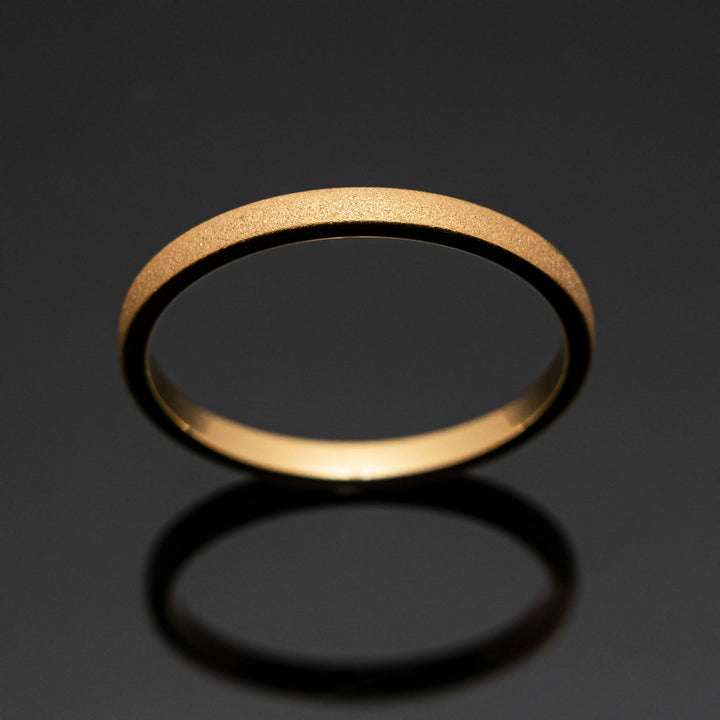 Yellow Gold Sandblasted Tungsten Carbide Unisex Band for Her or Him