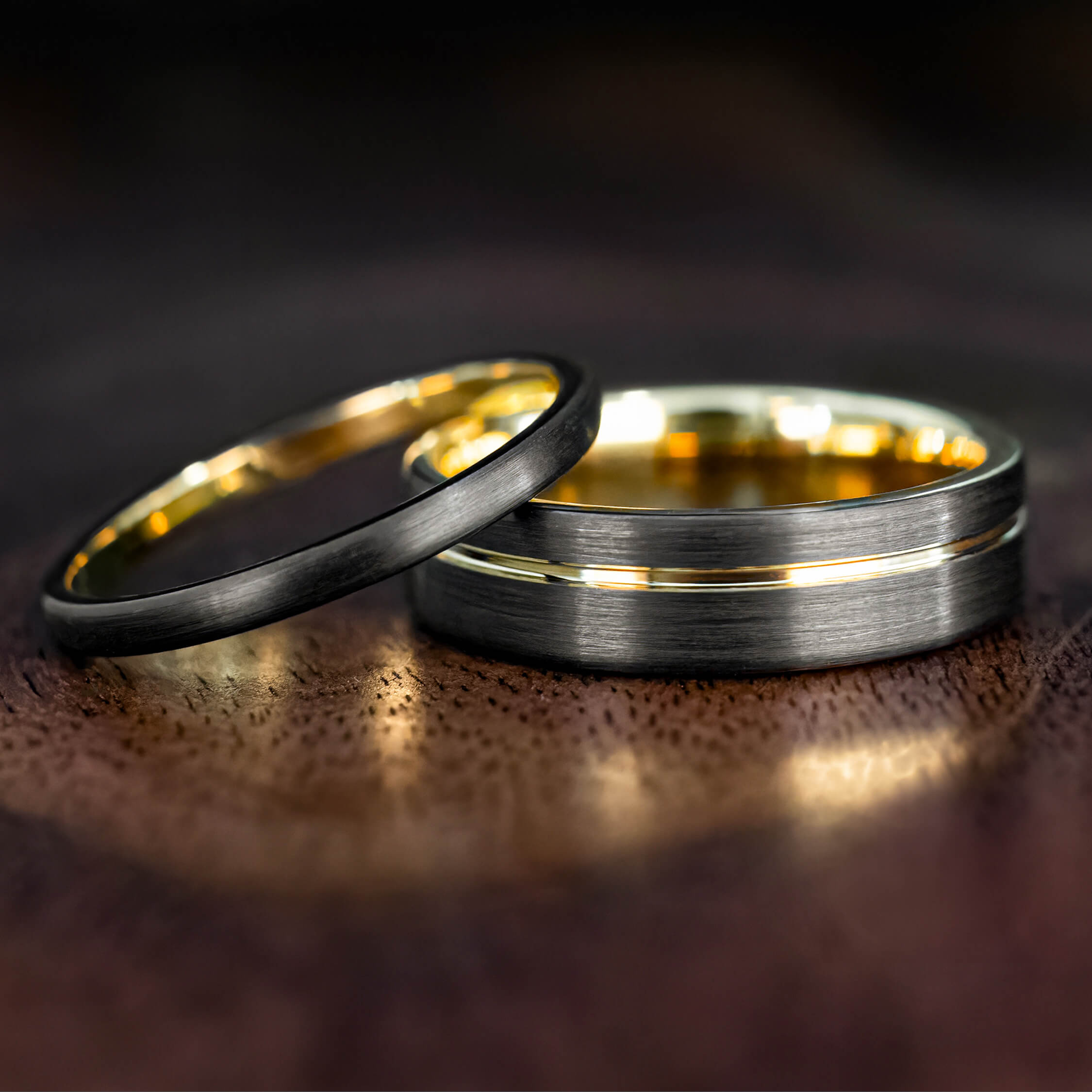 Elma Jewellery His & Hers Titanium Diamond Wedding Ring Set – 4mm & 6mm Bands, 2 Diamonds, Made In Great Britain