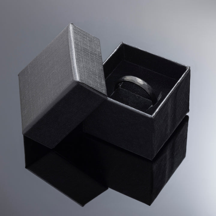 Black Hammered Tungsten Wedding Band Ring - in 3mm Width