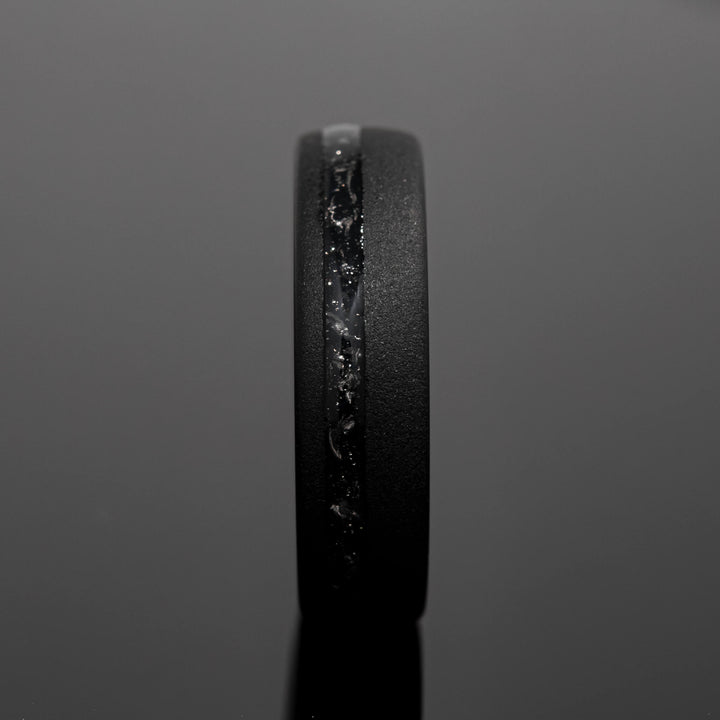 Black Meteorite Sandblasted Wedding Ring - in 6mm Width