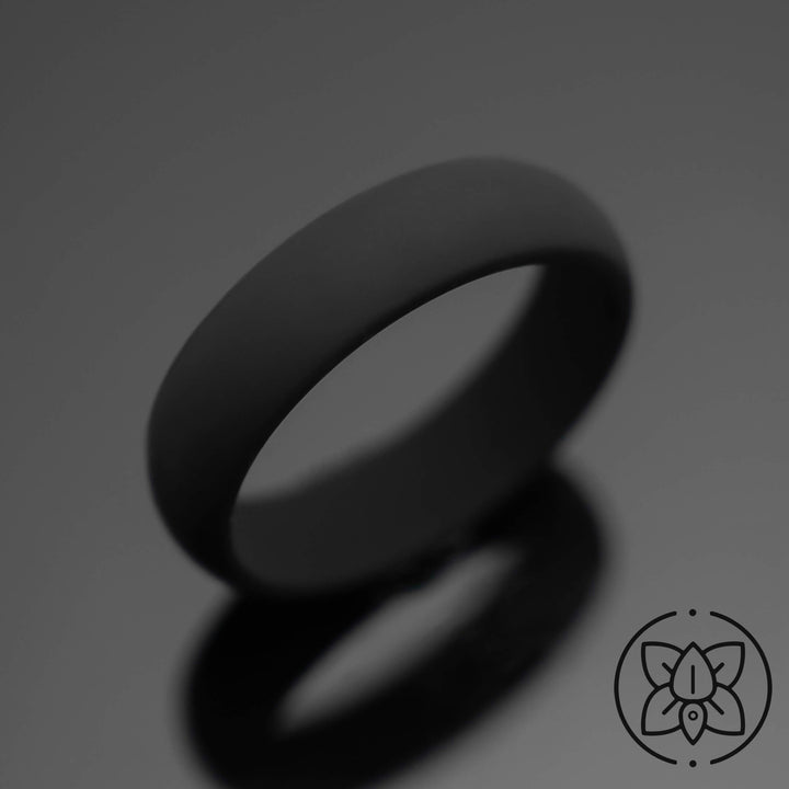 6mm Black Onyx Silicone Wedding Band | Unisex Rubber Ring