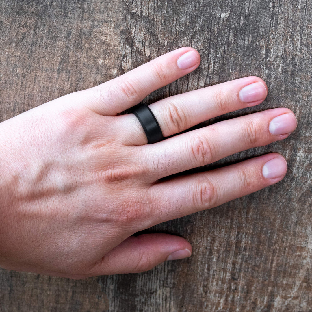 8mm Black Nocturne Silicone Wedding Band | Unisex Rubber Ring