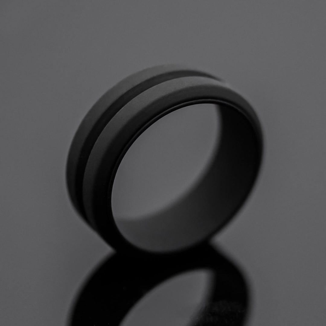 8mm Black Nightfall Silicone Wedding Band | Unisex Rubber Ring