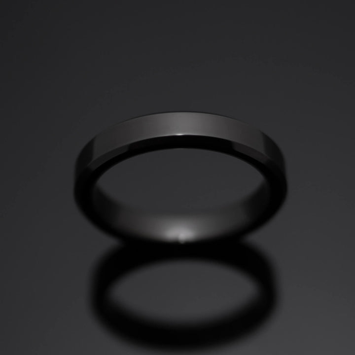 Black Obsidian Tungsten Wedding Ring | His and Hers | 4mm/6mm Bands