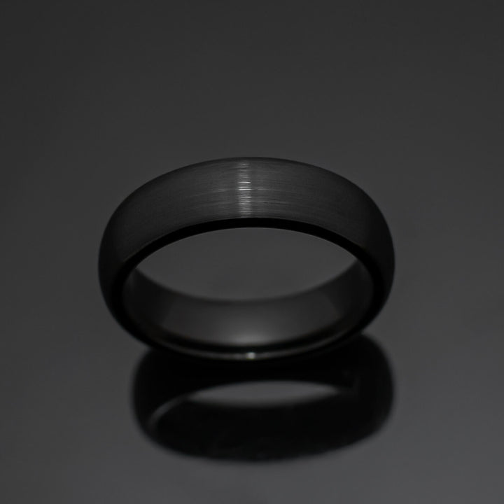 6mm Black Brushed Obsidian Style Tungsten Wedding Ring, Brushed Tungsten Wedding Band