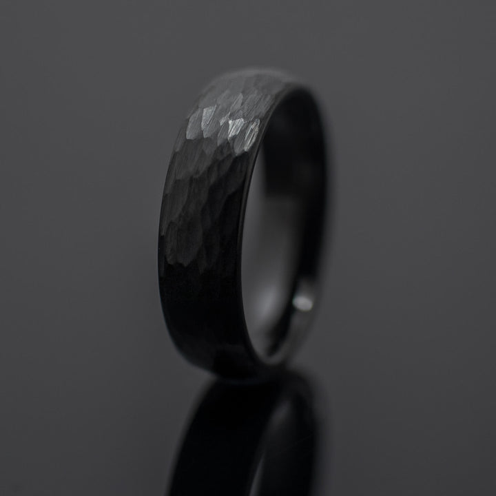 The Black Orchid | Hammered Tungsten - in 6mm Width