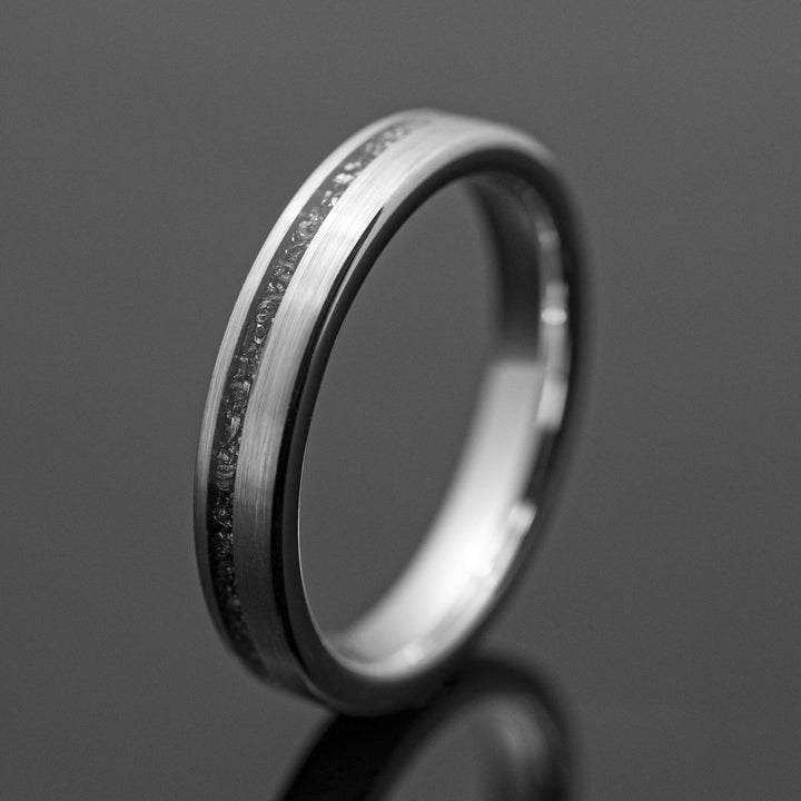 Silver Meteorite Brushed Wedding Ring - in 4mm Width