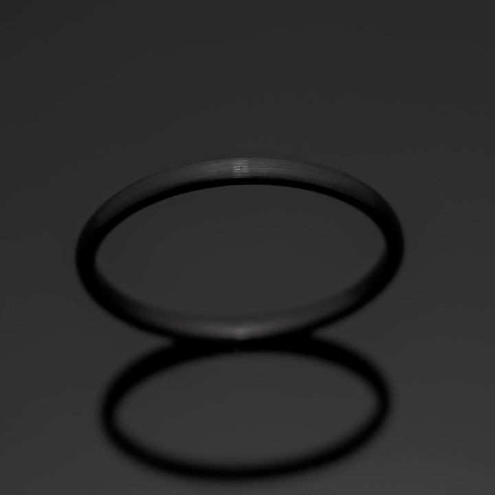 Brushed Black Obsidian-Style Wedding Band Set | His and Hers | 2mm/6mm Bands