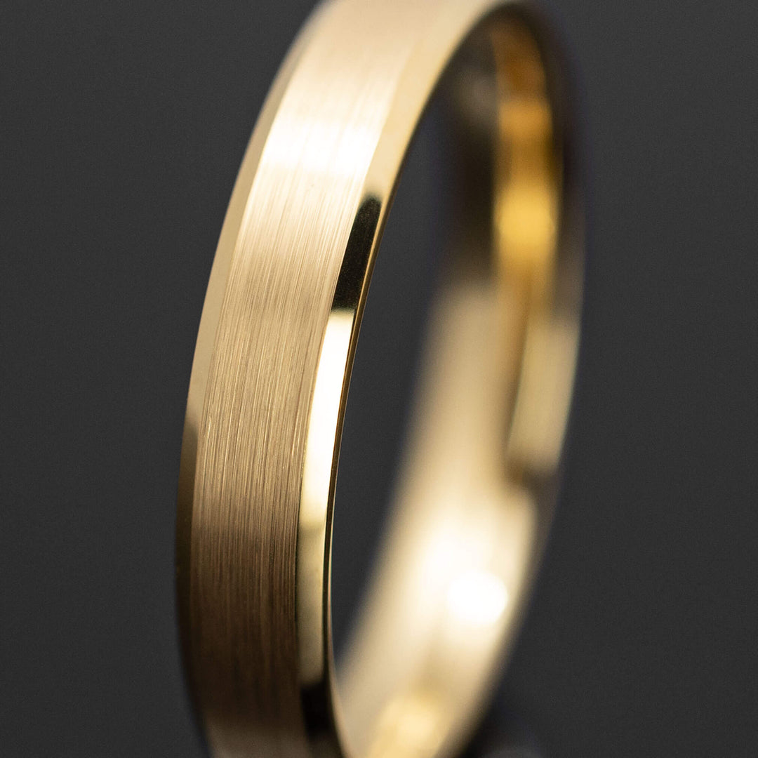 Gold Brushed Tungsten Wedding Band Ring - in 4mm Width