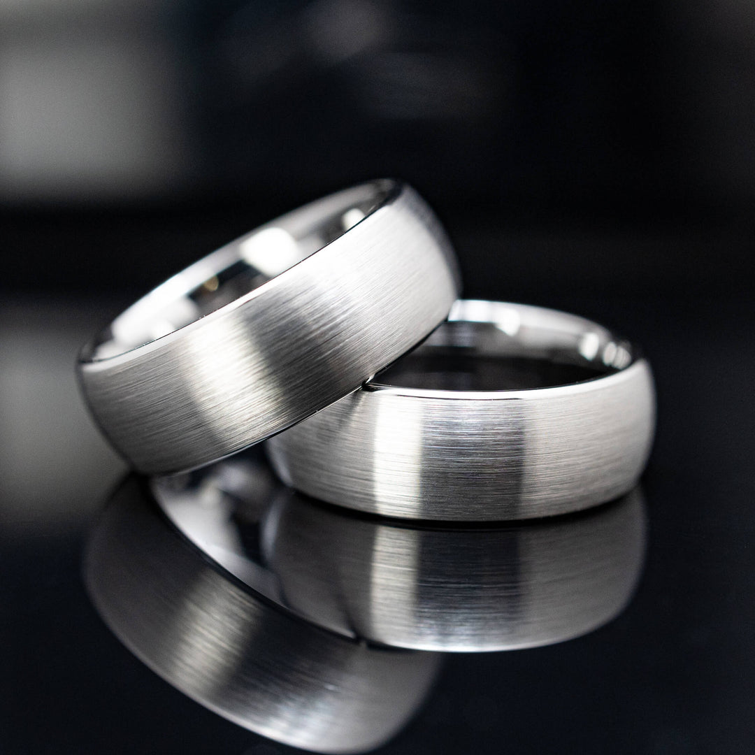 Silver Brushed Tungsten Wedding Ring - in 8mm Width