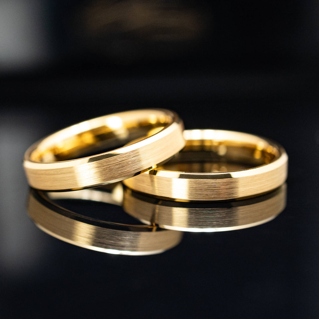 Gold Brushed Tungsten Wedding Band Ring - in 4mm Width