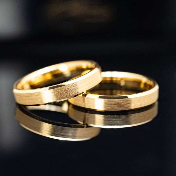 Gold Brushed Tungsten Wedding Band Ring - in 4mm Width