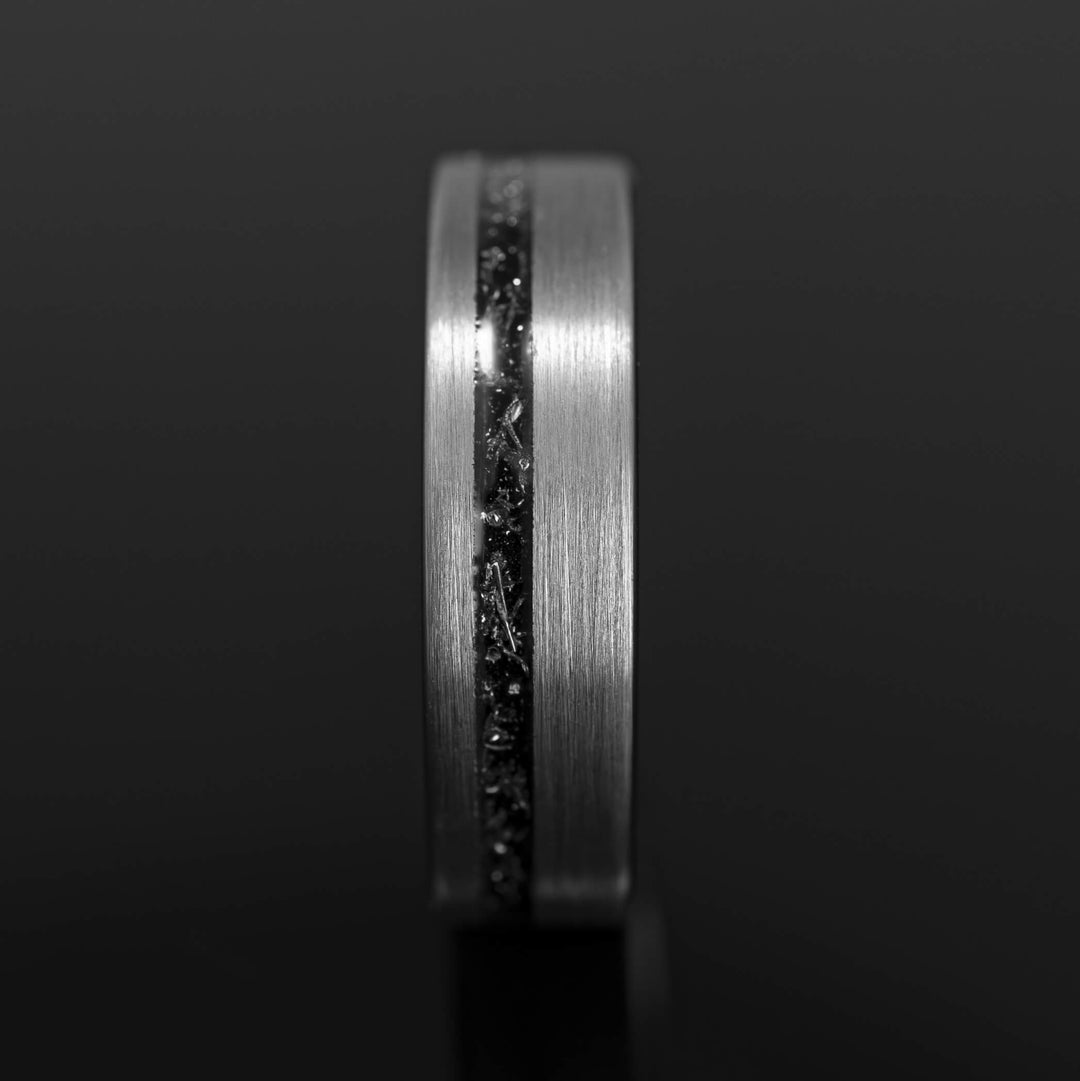 Silver Meteorite Brushed Wedding Ring - in 6mm Width