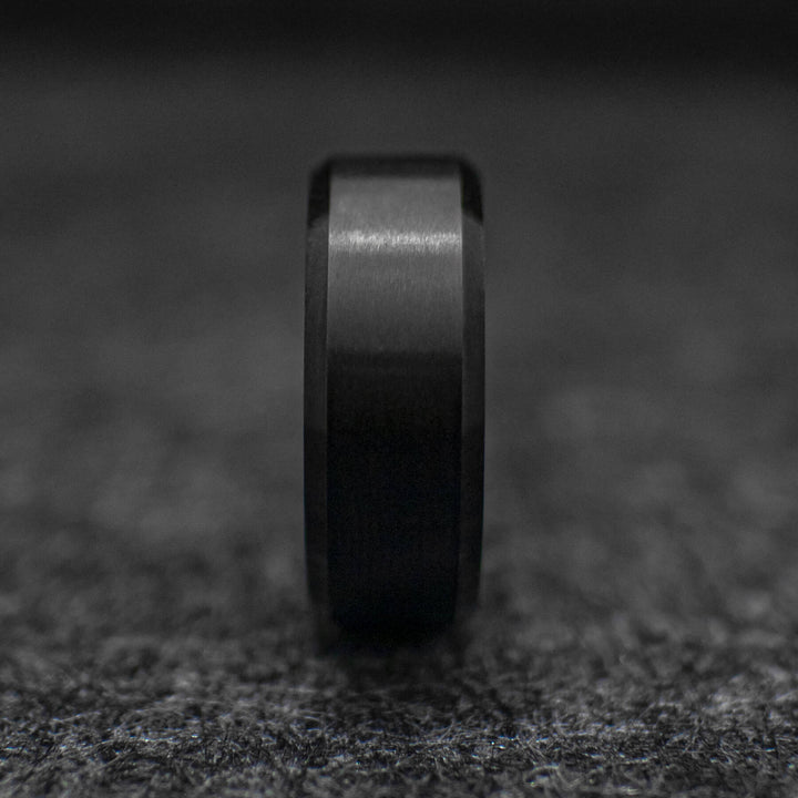 Black Obsidian Brushed Wedding Ring - in 8mm Width