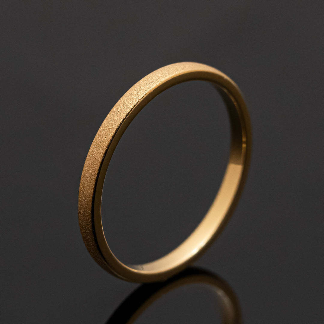 Yellow Gold Sandblasted Tungsten Carbide Unisex Band for Her or Him