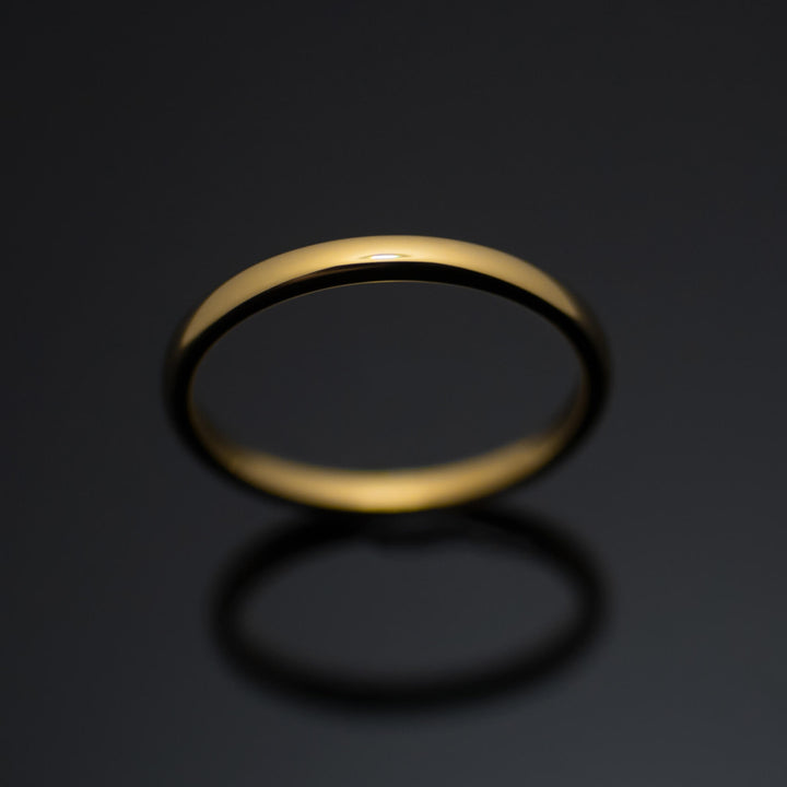 Polished Yellow Gold* Tungsten Carbide Unisex Band - in 2mm Width