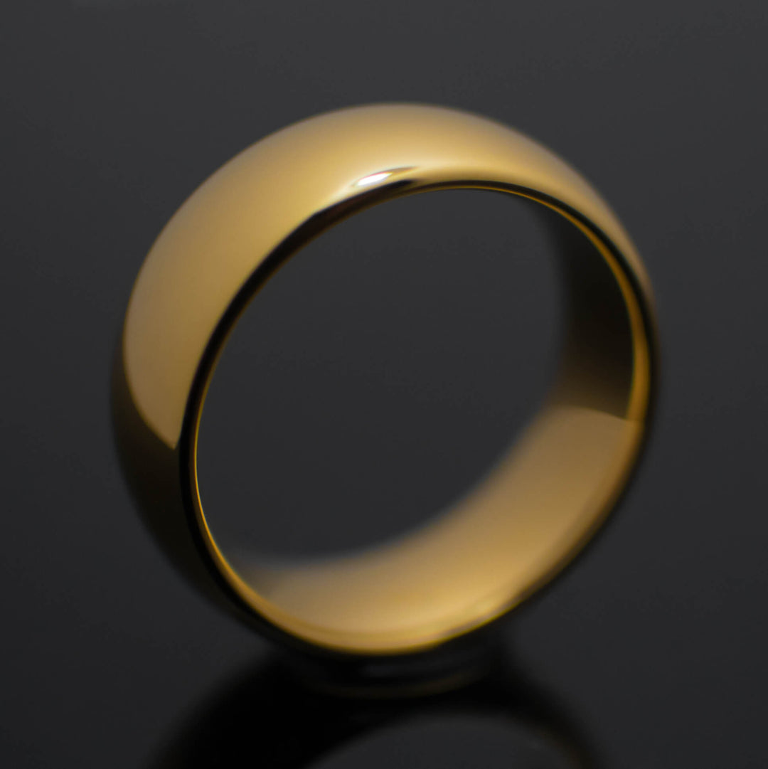 Polished Yellow Gold* Tungsten Wedding Band - in 8mm Width