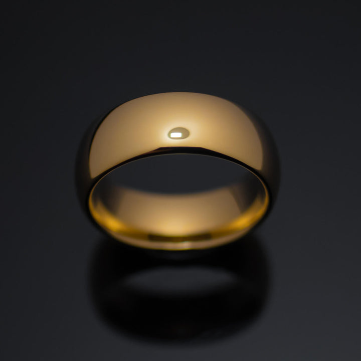 Polished Yellow Gold* Tungsten Wedding Band - in 8mm Width