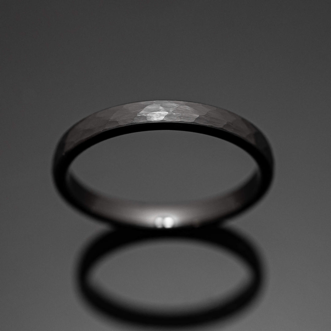 Black Hammered Tungsten Wedding Band Ring - in 3mm Width
