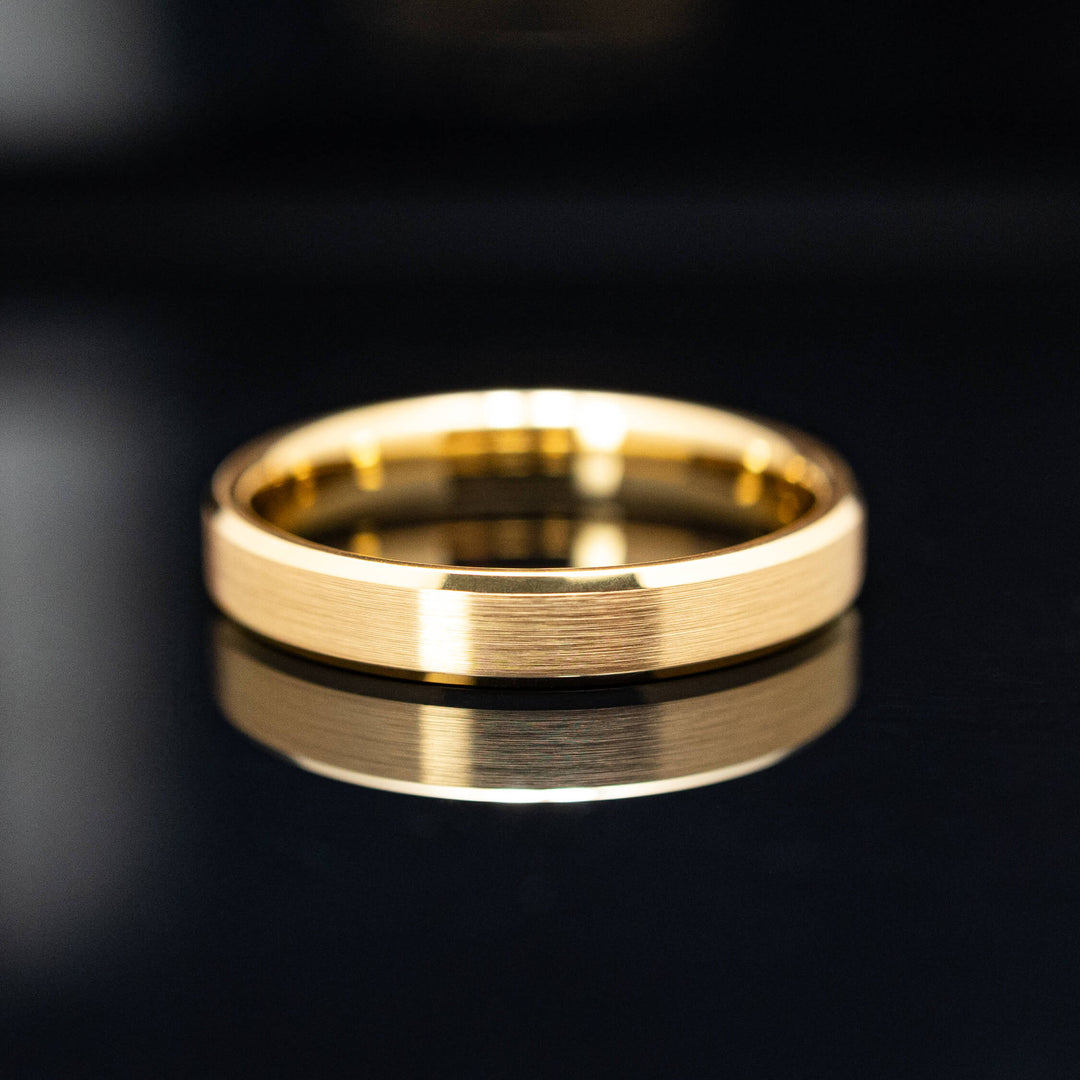 Gold Brushed Tungsten Wedding Band Ring - in 4mm Width