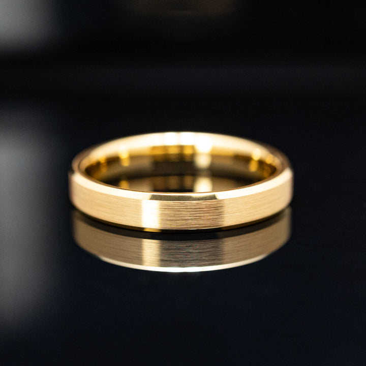 Gold Brushed Tungsten Wedding Band Ring - in 4mm Width