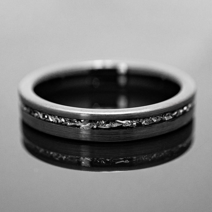 Black Meteorite Brushed Wedding Ring - in 4mm Width