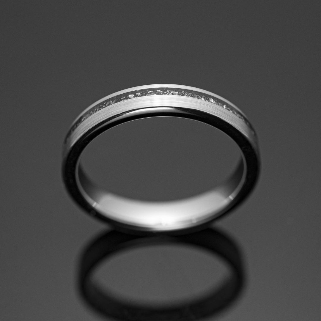 Silver Meteorite Brushed Wedding Ring - in 4mm Width
