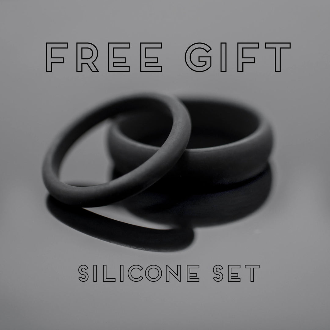 Brushed Black Obsidian-Style Wedding Band Set | His and Hers | 2mm/6mm Bands
