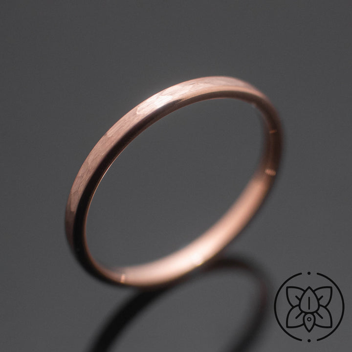 Rose Gold Hammered Tungsten Wedding Ring - in 2mm Width