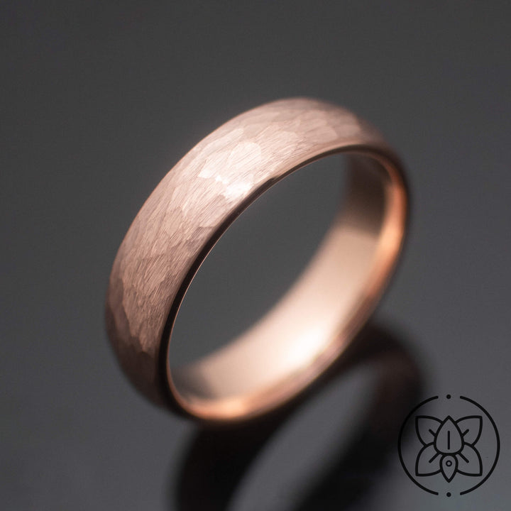 Rose Gold Hammered Wedding Ring - in 6mm Width